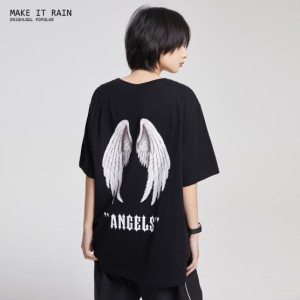 トップス Tシャツ ビッグT 袖あり 半袖 Uネック ラウンドネック 襟なし ワイド シンプル カジュアル 大人 おしゃれ お洒落 かっこいい ラ