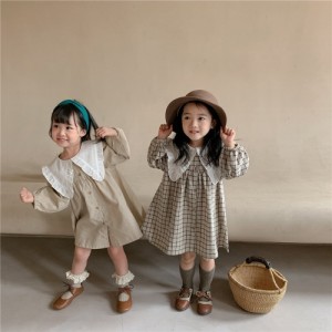 2カラーキッズビックカラークラシックワンピース韓国子供服80cm〜130cmキッズ ベビー マタニティ キッズファッション ワンピース