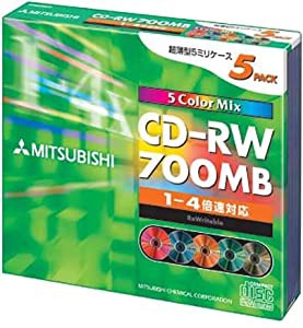 三菱化学 SW80QM5 CD-RW 700MB 5枚スリムケース入り カラーミックス(中古品)