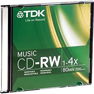 TDK CDRW80TWN 80分音楽 CD-R書き込み可能 (シングル、ジュエル)(中古品)