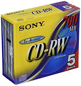 ソニー CD-RWメディア 700MB 5P 10mmケース 5CDRW700D(中古品)