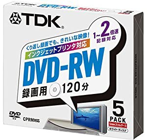 TDK DVD-RW録画用 1~2倍速対応ホワイトプリンタブル 5mm厚ケース入り5枚パック [DVD-RW120PWX5K](中古品)