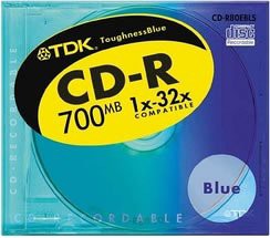 TDK CD-Rデータ用700MB 32倍速 ブルー 10mm厚ケース入り [CD-R80EBLS](中古品)