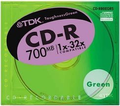 TDK CD-Rデータ用700MB 32倍速 グリーン 10mm厚ケース入り [CD-R80EGRS](中古品)