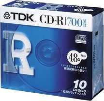 TDK CD-Rデータ用700MB 48倍速 5mm厚ケース入り10枚パック [CD-R80TFX10S](中古品)