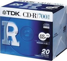 TDK CD-Rデータ用700MB 48倍速 5mm厚ケース入り20枚パック [CD-R80TFX20S](中古品)