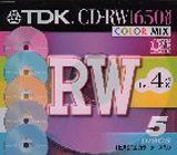 TDK CD-RWデータ用650MB 4倍速カラーミックス5mm厚ケース入り5枚パック [CD-RW74X5CCS](中古品)