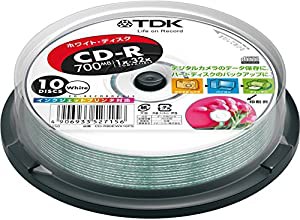 TDK 32倍速対応 CD-R 700MB ホワイトプリンタブル10枚ポットケース CD-R80EWX10PS(中古品)