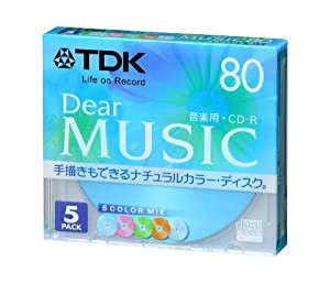 TDK CD-R 音楽用 80分 カラーミックス 手描き対応 5枚パック CD-RDE80CMX5N(中古品)