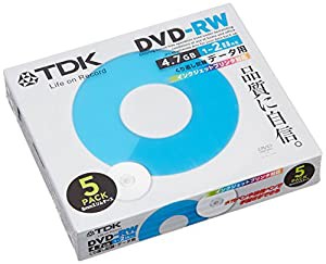 TDK データ用DVD-RW 1-2倍速 インクジェットプリンタ対応（ホワイト） 5枚パック DRW47PA5S(中古品)