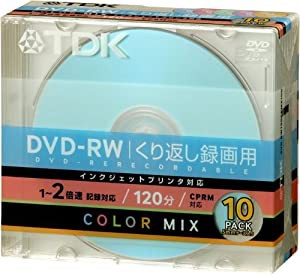 TDK 2倍速対応DVD-RWプリンタブル5色10枚パック DVD-RW120CPMX10U(中古品)