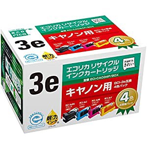 エコリカ キャノン(Canon)対応 リサイクル インクカートリッジ 4個セット BCI-3E/4MP (目印:キャノン3) ECI-CA034P/BOX(中古品)