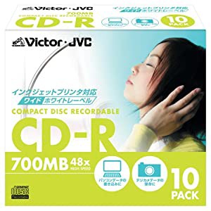 Vctor CD-R 48倍速 ワイドホワイトプリンタブル 10枚 [CD-R80PF10](中古品)