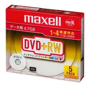 maxell データ用 DVD+RW 4.7GB 4倍速対応 インクジェットプリンタ対応ホワイト 5枚 5mmケース入 D+RW47PWB.S1P5S A(中古品)