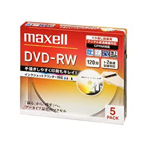 maxell 録画用 DVD-RW 120分 2倍速対応 インクジェットプリンタ対応ホワイト(ワイド印刷) 5枚 5mmケース入 DW120PLWP.5S(中古品)