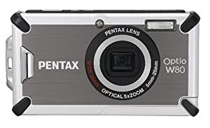 PENTAX 防水デジタルカメラ OPTIO (オプティオ) W80 ガンメタルグレー 1200万画素 光学5倍ズーム OPTIOW80GG(中古品)