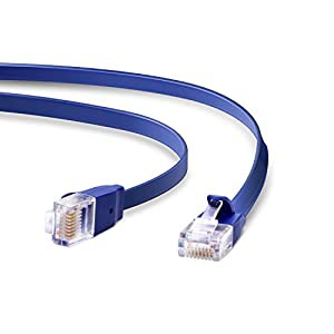 ELECOM LANケーブル CAT6A フラット 15m ブルーメタリック LD-GFA/BM15(中古品)