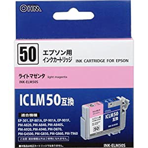 エプソン ICLM50互換 インクカートリッジ 染料ライトマゼンタ INK-ELM50S(中古品)