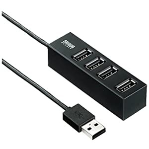 SANWA SUPPLY USB-HUB254BK 磁石付き4ポートUSB2.0ハブ(ブラック)(中古品)