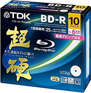 TDK 録画用ブルーレイディスク 超硬シリーズ BD-R 25GB 1-6倍速 ホワイトワイドプリンタブル 10枚パック 5mmスリムケース BRV25H