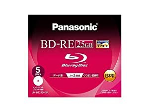 パナソニック Blu-rayディスク 25GB (1層/書換型/2倍速/ワイドプリンタブル5枚) LM-BE25DH5A(中古品)