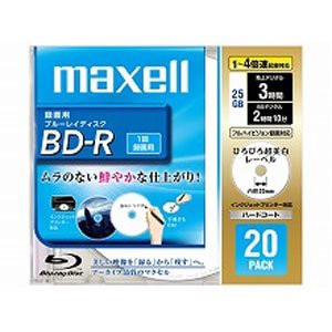 maxell 録画用 BD-R 25GB 4倍速対応 プリンタブル ホワイト ひろびろ超美白レーベル 20枚入 BR25VFWPB.20S(中古品)