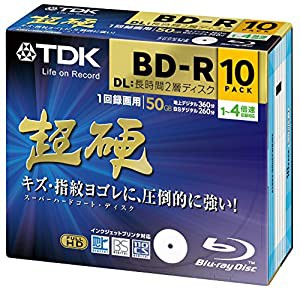 【Amazon.co.jp限定】TDK 録画用ブルーレイディスク 超硬シリーズ BD-R DL(長時間2層ディスク) 50GB 1-4倍速 ホワイトワイドプリ