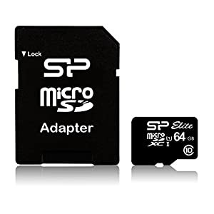シリコンパワー microSD カード 64GB class10 UHS-1対応 最大読込85MB/s アダプタ付 永ブラック SP064GBSTXBU1V10SP(中古品)