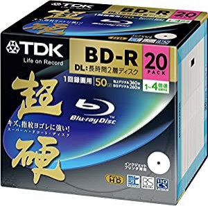 TDK 録画用ブルーレイディスク 超硬シリーズ BD-R DL 50GB 1-4倍速 ホワイトワイドプリンタブル 20枚パック 5mmスリムケース BRV