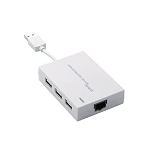 ロジテック 有線LANアダプタ USB 2.0 USB2.0ハブ3ポート付 LAN-TXU2H3A(中古品)