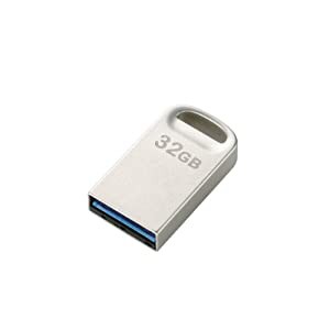 エレコム USBメモリ 32GB USB3.0 超小型 シルバー MF-SU332GSV(中古品)