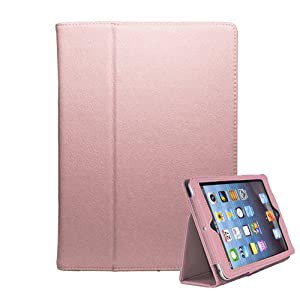 ipad mini Retina/iPad mini 対応 ブックスタンドケース ピンク （穴あり）　【保護フィルム付き】(中古品)