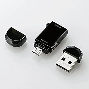 エレコム USB3.0対応 スマホ、タブレット対応USBメモリー 32GB MF-SAU332GBK(中古品)