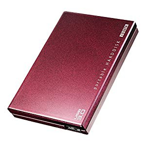 アイ・オー・データ機器 USB3.0/2.0ポータブルHDD超高速カクウスボルドー 1TB HDPC-UT1.0BRE 【旧モデル】(中古品)