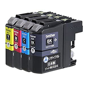 【Amazon限定ブランド】レイワインク ブラザー(Brother) LC111-4PK 4色セット対応 リサイクル インクカートリッジ 日本製 JIT-NB