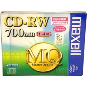 マクセル CD-RW 700MB 1-4倍速 DirectCDフォーマット済 7mm厚ケース　CDRWD80MQ.1P(中古品)
