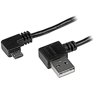 StarTech.com L型右向きUSBケーブル(A - Micro B) 2m USB2AUB2RA2M(中古品)