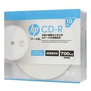 hp(ヒューレット・パッカード) データ用CD-R ホワイト・ディスク(スリムケース) 10枚(中古品)