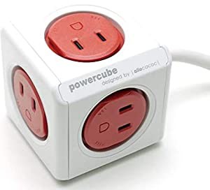 PowerCube パワーキューブ 電源タップ AC5口 延長コード 1.5M レッド/赤(中古品)
