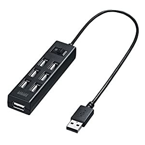 サンワサプライ USB2.0ハブ(7ポート・ブラック) USB-2H702BK(中古品)
