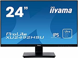 iiyama モニター ディスプレイ XU2492HSU-B1 (23.8インチ/フルHD/IPS/フレームレス/DisplayPort,HDMI,D-sub/3年保証)(中古品)