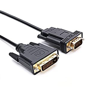 CableDeconn DVI VGA 変換アダプタ DVI to VGA 変換 ケーブル DVI-D 24+1 オス to VGA 15ピン オス 金メッキ 1080P 6フィート モ