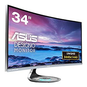 ASUS ディスプレイ 湾曲ウルトラワイド34型モニター(フリッカーフリー / 3440x1440 / Qi対応 / ブルーライト軽減 / DisplayPort,