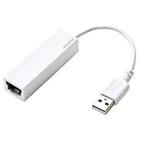 エレコム 有線LANアダプター USB-A USB2.0 ホワイト EDC-FUA2-W(中古品)