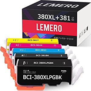 LEMERO BCI-381 BCI-380XL Canon 互換インク380 381 5色セット キャノン 対応機種:TS8430 / TR7530 / TR703 / TR8630 / TS7430 /