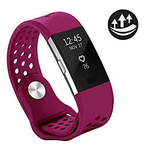 Yometome バンド for Fitbit Charge2 柔らかいシリコン フィットビットチャージ2対応 交換ベルト 快適で柔軟なスポーツ仕様 調整