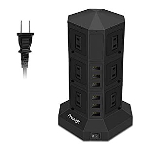 電源タップ 縦型コンセント タワー式 オフィス・会議用 USB急速充電 3m スイッチ付 12口 ３層-Powerjc(中古品)