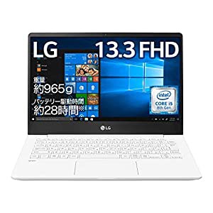 LG ノートパソコン gram 965g/バッテリー28時間/Core i5/13.3インチ/Windows 10/メモリ 8GB/SSD 256GB/ホワイト/13Z990-GA54J/Am