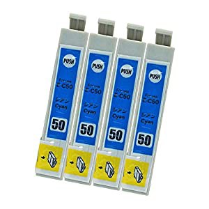 EPSON エプソン IC50-(C/シアン)【4本セット】 最新 互換 インクカートリッジ 《ICチップ搭載・残量表示対応・1年間保証》 ふう 