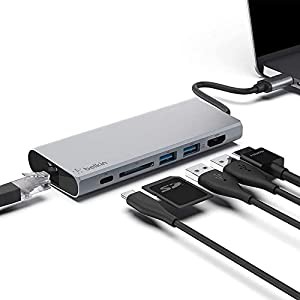 Belkin 7 in 1 USB-C イーサネットハブ USB-C PD 60W 4K HDMI SDカード USB iPad/iPad Pro/iPad mini/MacBook/MacBook Pro/MacBo